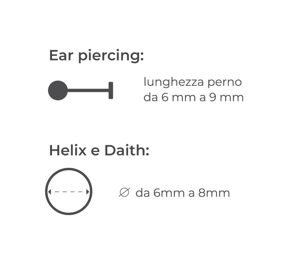 Dimensioni dei nostri ear piercing