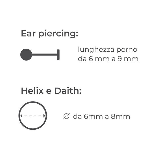 Dimensioni dei nostri ear piercing