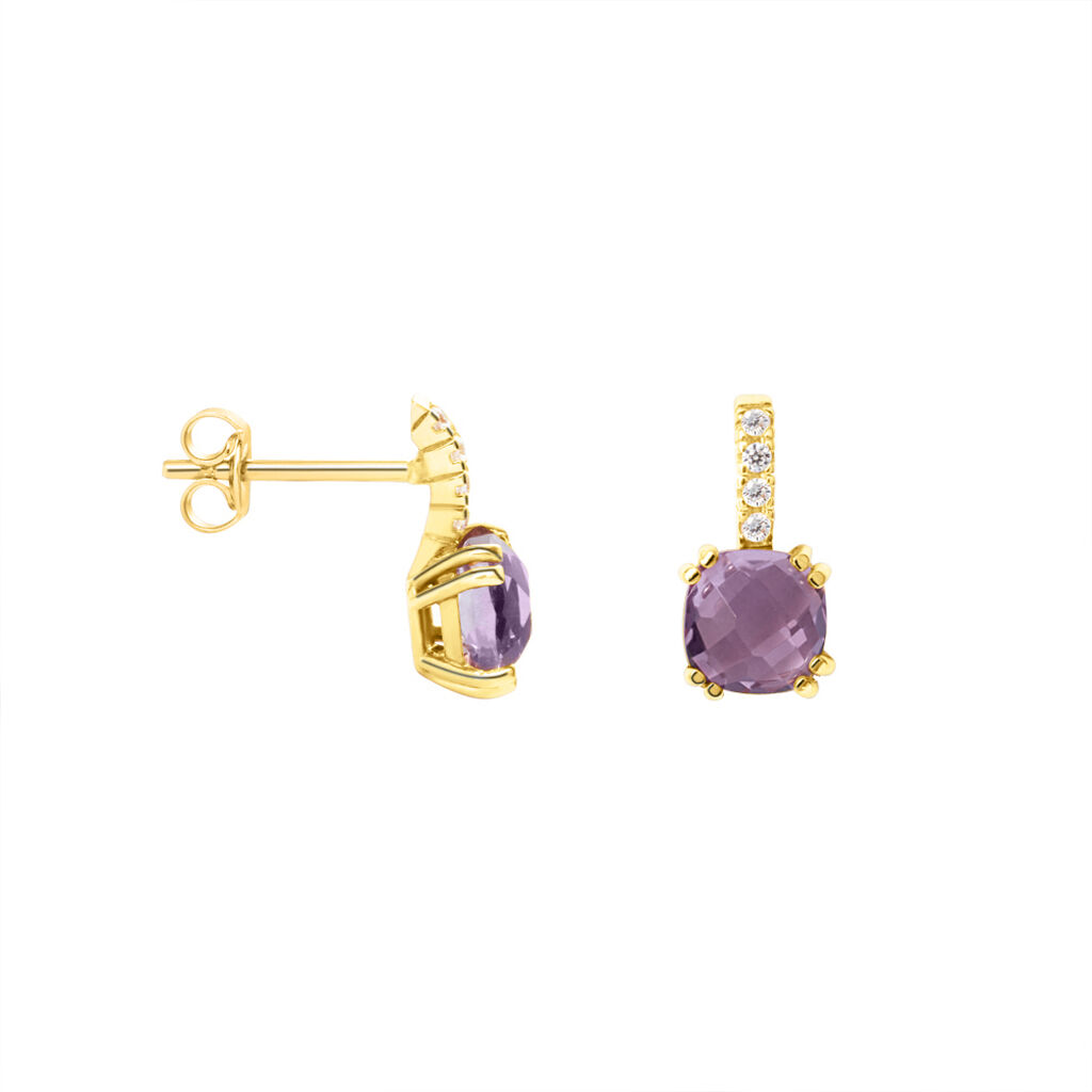 Orecchini Lobo Punto Luce Amélie Oro Giallo Ametista Cubic Zirconia - Orecchini a Lobo Donna | Stroili