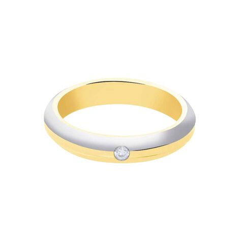 Fede Comoda 4 mm Oro Bicolore Diamante - Anelli con Incisione Unisex | Stroili