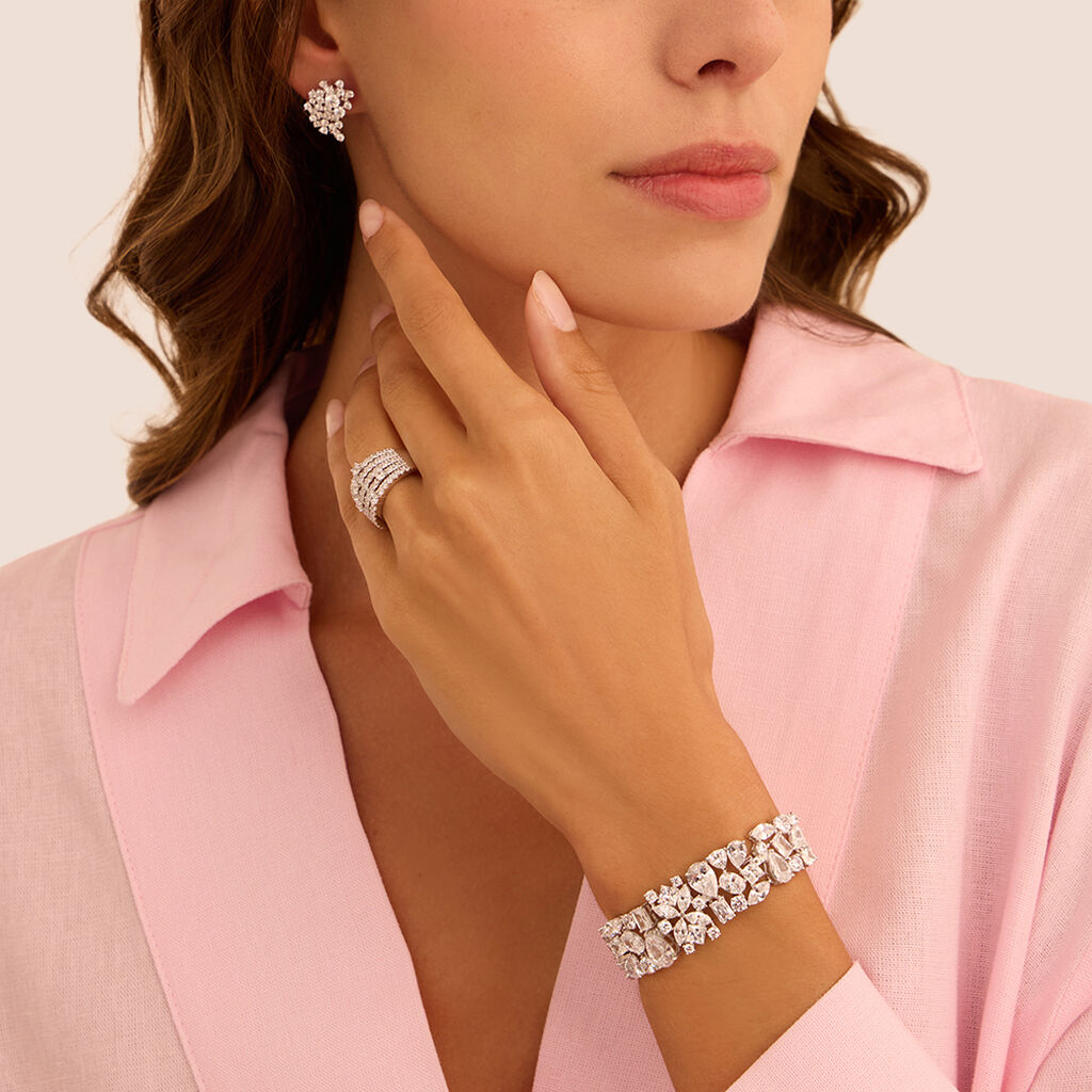 Orecchini Lobo Climber Red Carpet Argento Rodiato Cubic Zirconia