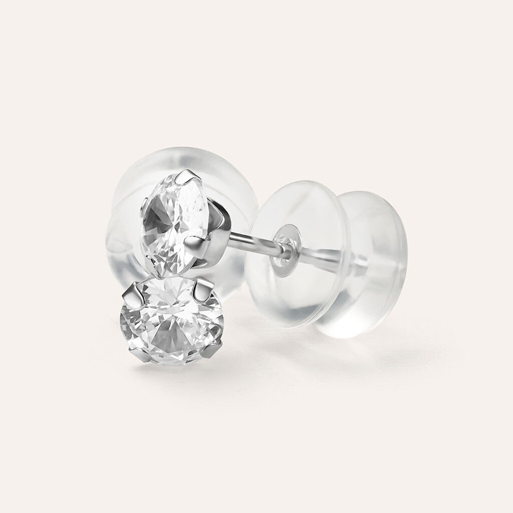 Orecchini Lobo Punto Luce Bon Ton Oro Bianco Cubic Zirconia - Orecchini a Lobo Donna | Stroili