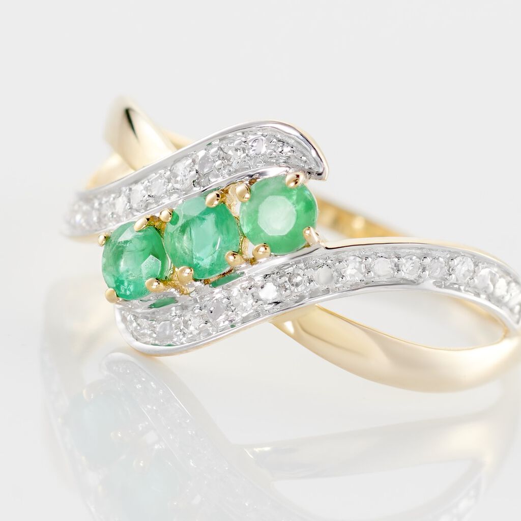 Anello Trilogy Charlotte Oro Giallo Smeraldo Diamante