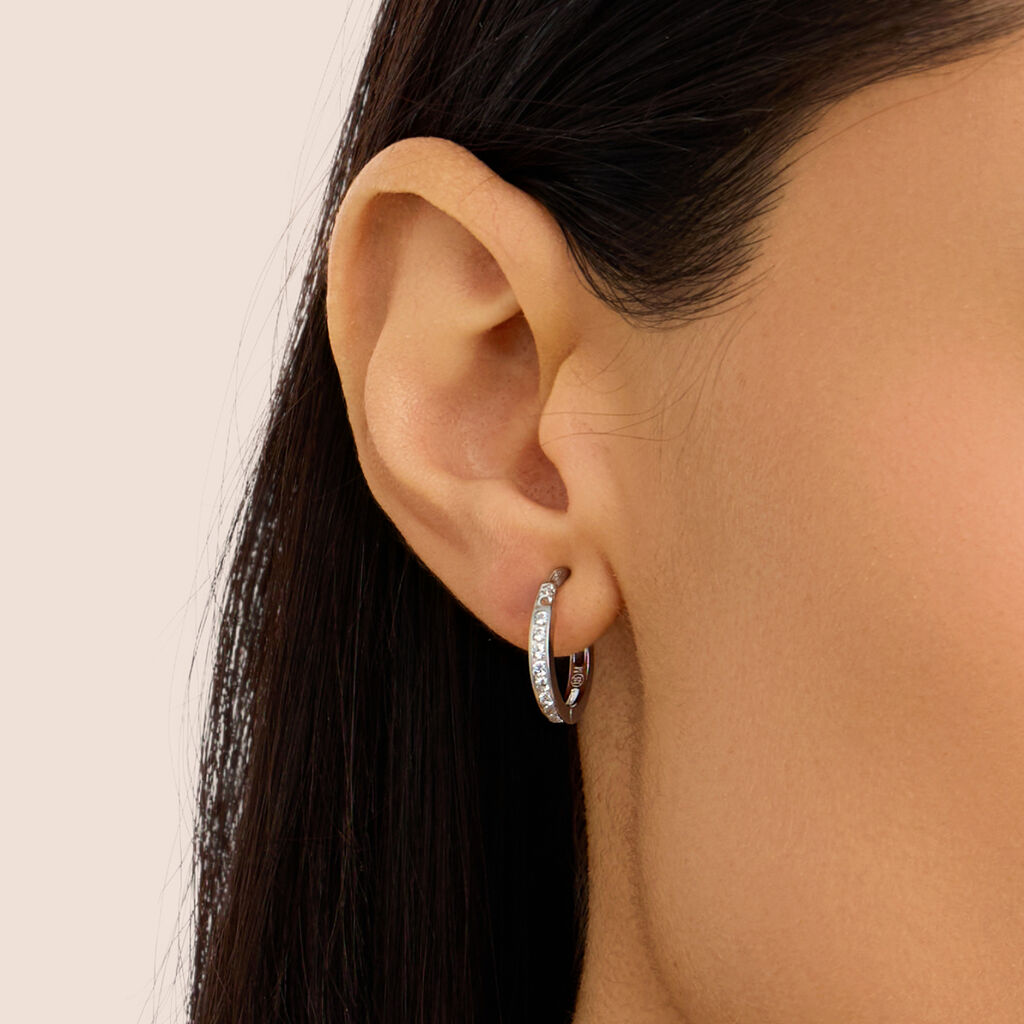 Orecchini A Cerchio Silver Elegance Argento Rodiato Cubic Zirconia - Orecchini a Cerchio Donna | Stroili