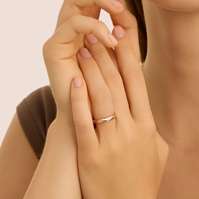 Fede Comoda 3 mm Oro Rosa Diamante - Anelli con Incisione Donna | Stroili