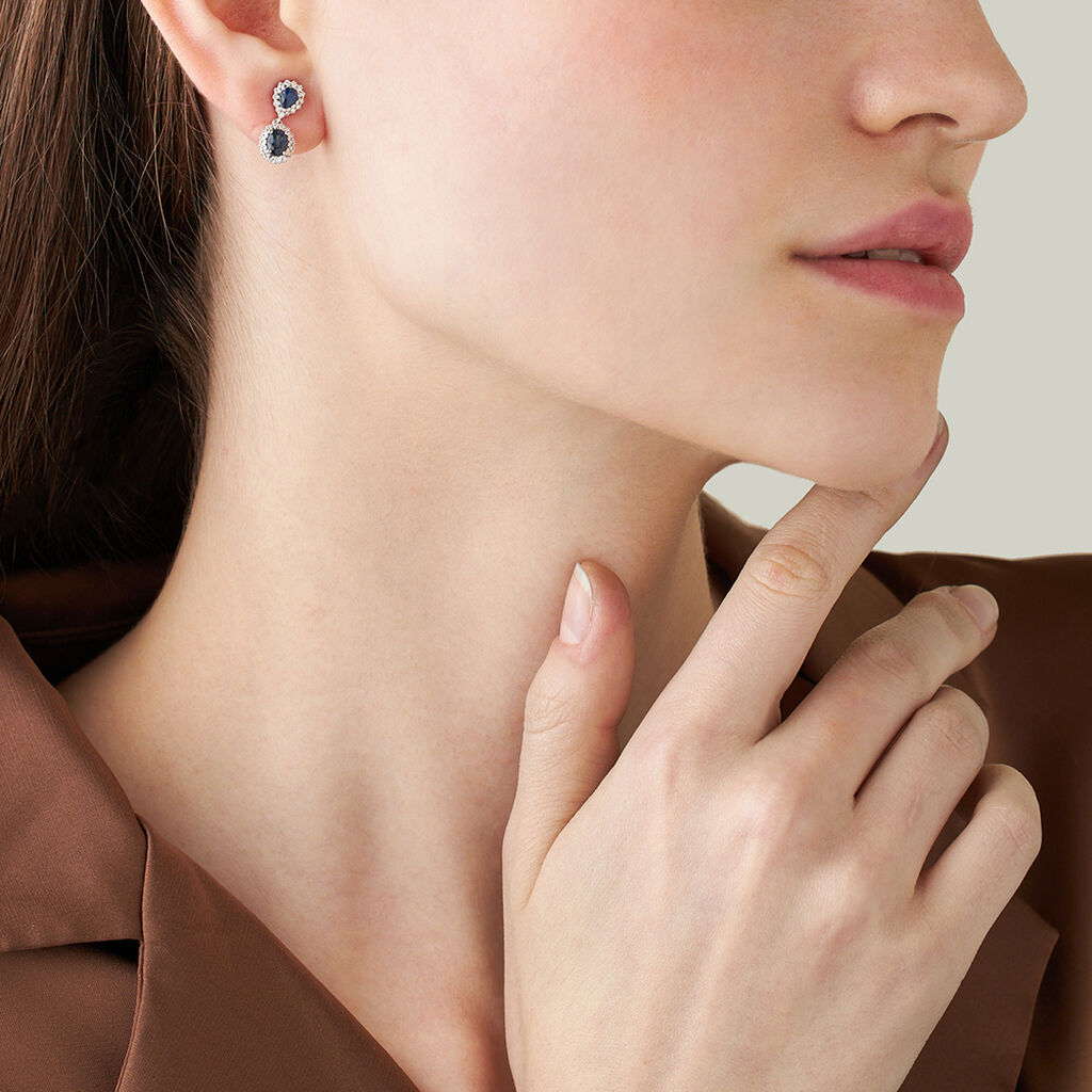 Orecchini Pendenti Charlotte Oro Bianco Zaffiro Diamante Diamante - Orecchini Pendenti Donna | Stroili