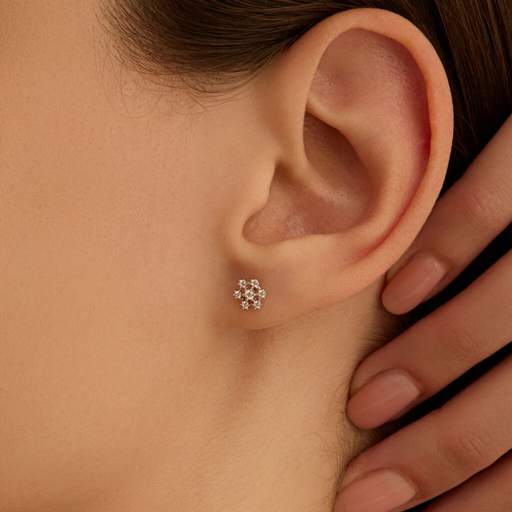 Orecchini Lobo Bon Ton Oro Bianco Cubic Zirconia