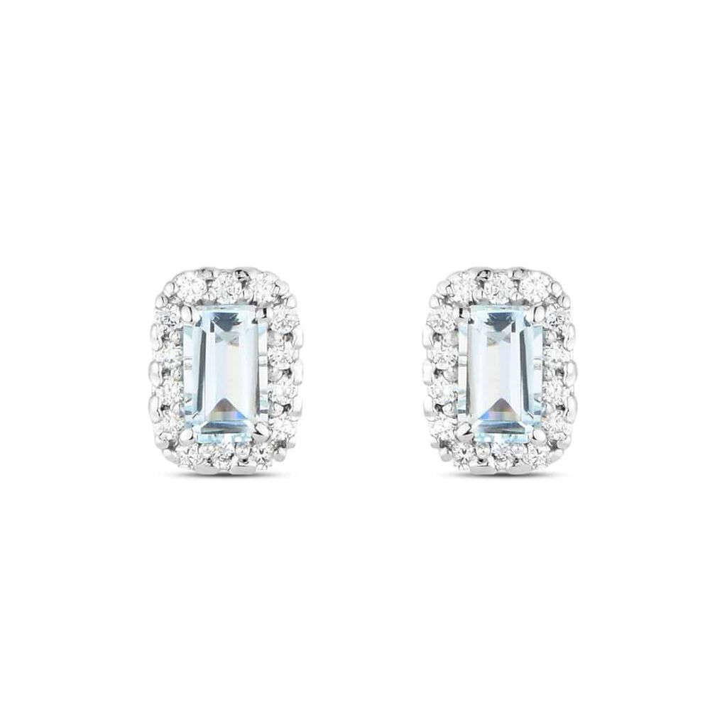 Orecchini Lobo Acquamarina Oro Bianco Acquamarina Diamante - Orecchini a Lobo Donna | Stroili