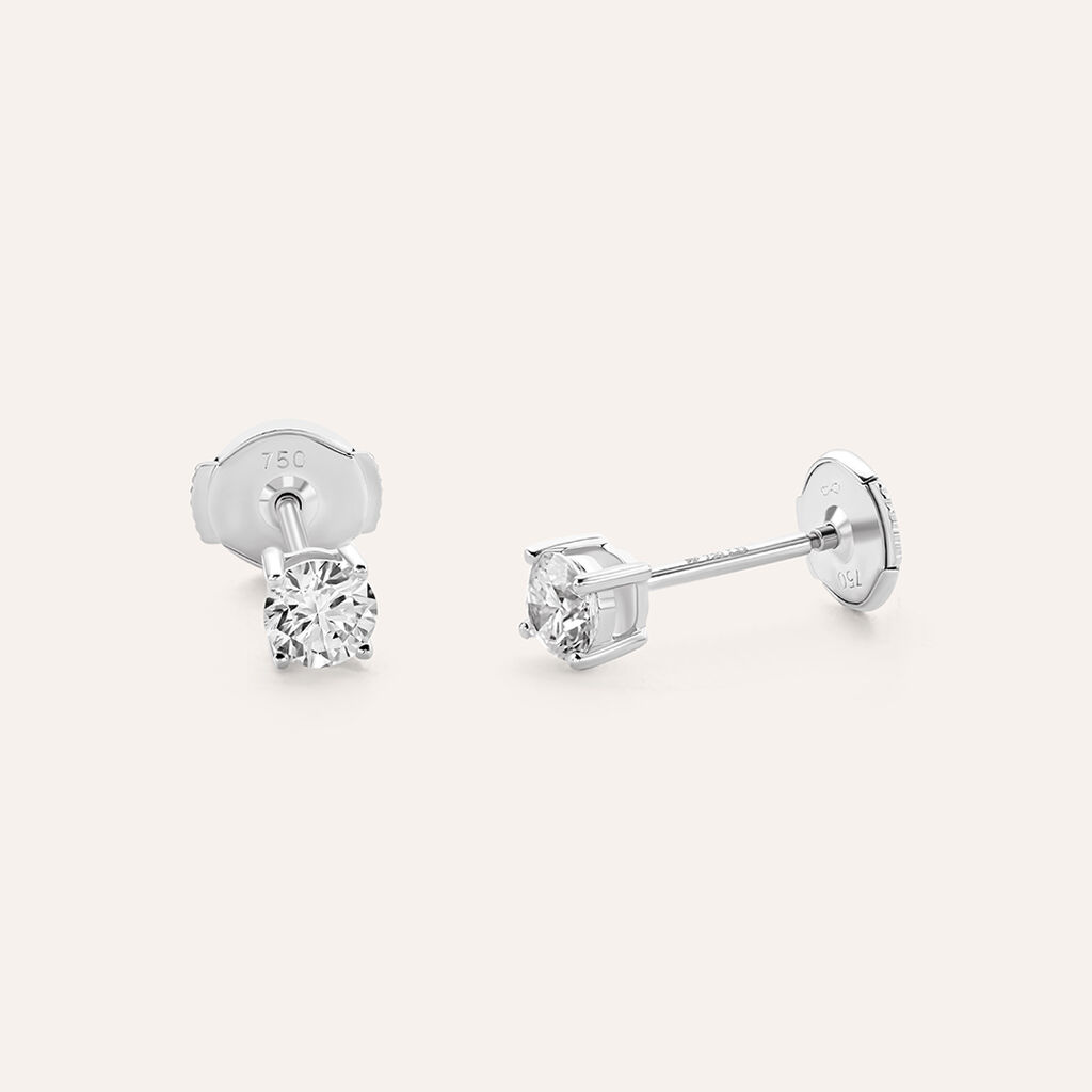 Orecchini Lobo Punto Luce Diamade Oro Bianco Diamante Lab-Grown - Orecchini a Lobo Donna | Stroili