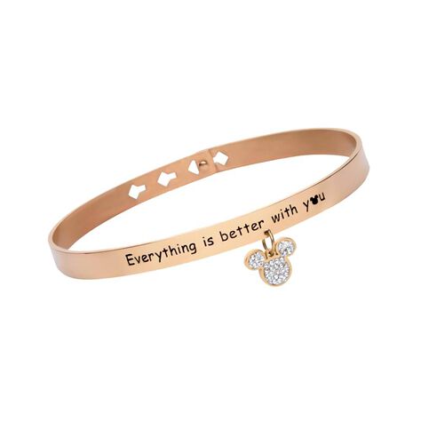 Bangle Lady Message Acciaio Rosato Disney e Cristalli - Bracciali Donna | Stroili