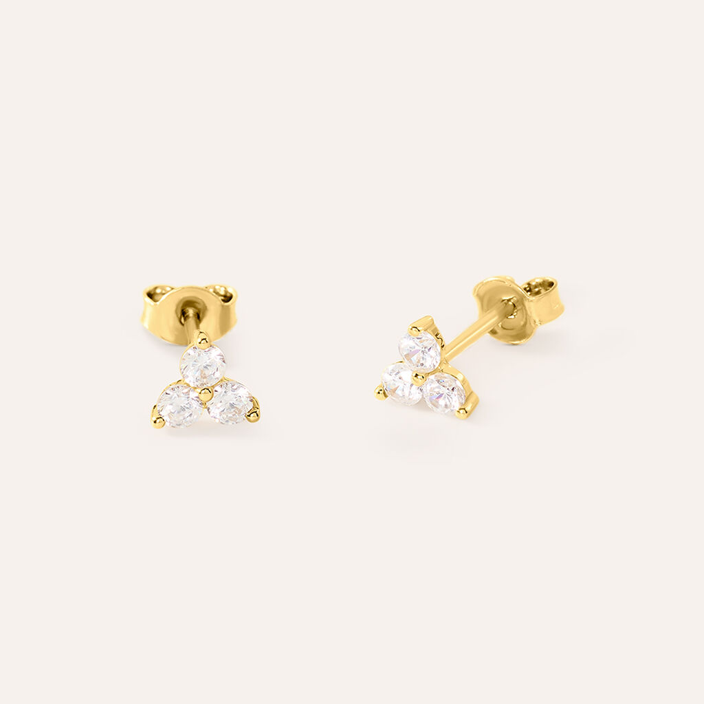 Orecchini Lobo Silver Glow Argento Dorato Cubic Zirconia