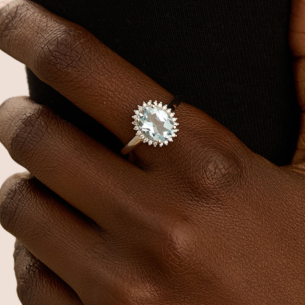 Anello Solitario Amélie Oro Bianco Topazio Cubic Zirconia