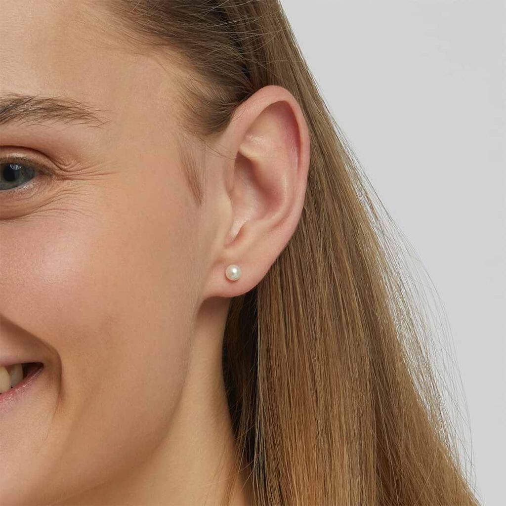 Orecchini Lobo Gabrielle Oro Bianco Perla D'Acqua Dolce