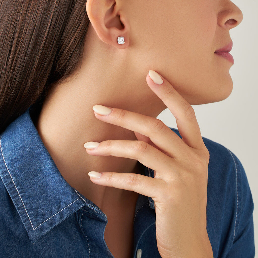 Orecchini A Perno In Argento Sterling 4 Mm Con Zirconia Cubica, Confezione Regalo, Argento Sterling, Zirconia Cubica - Foto 5