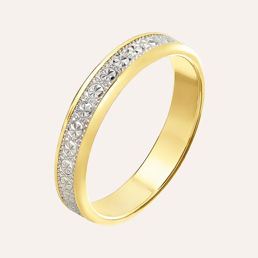 Fede Classica Diamantata 3.5 mm Oro Bicolore