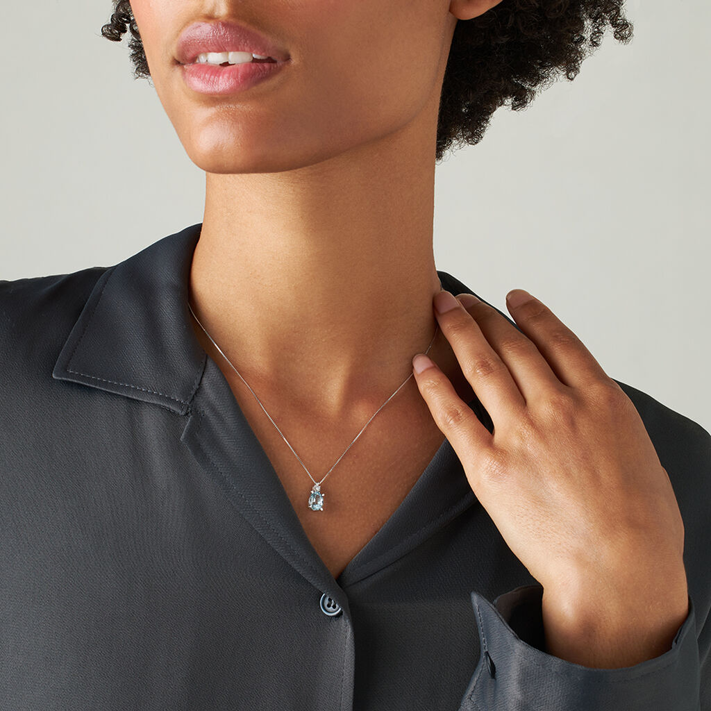 Collana Punto Luce Acquamarina Oro Bianco Acquamarina Diamante