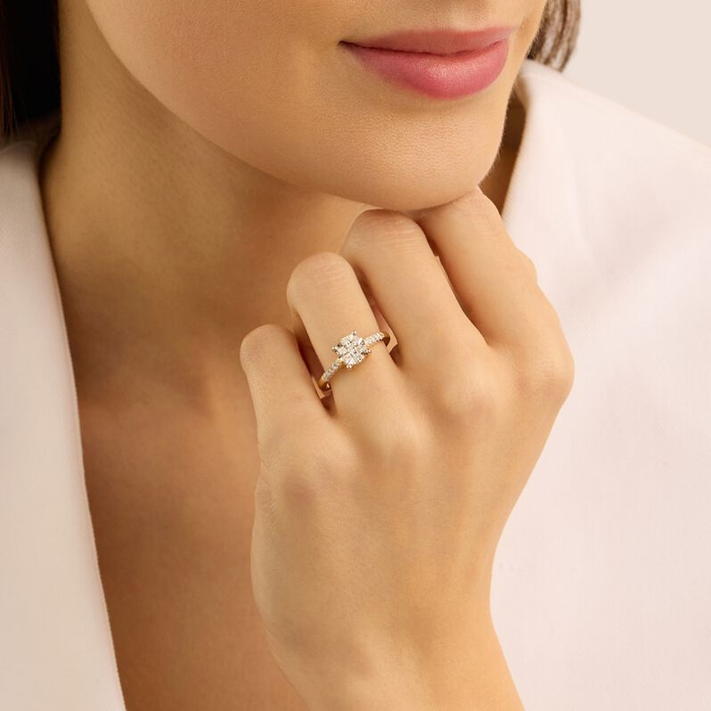 Anello Solitario Petali Oro Giallo Diamante - Anelli con Pietre Donna | Stroili