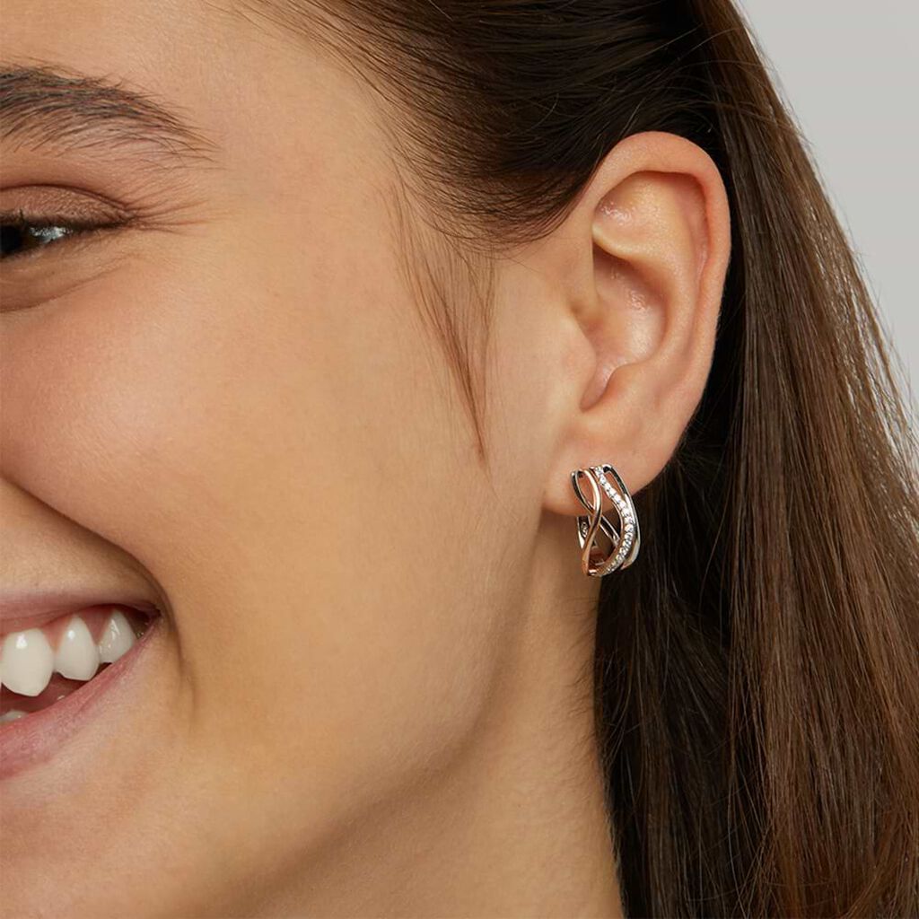 Orecchini Lobo Silver Shine Argento Bicolore Bianco / Rosa Cubic Zirconia - Orecchini a Lobo Donna | Stroili