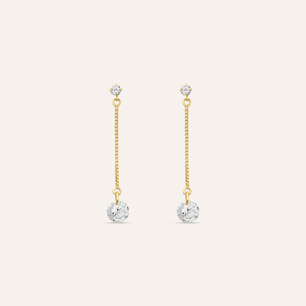 Orecchini Pendenti Punto Luce Claire Oro Giallo Cubic Zirconia