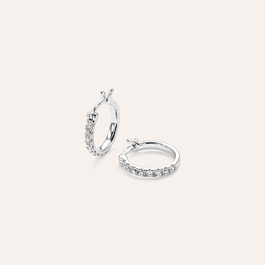Orecchini A Cerchio Diamade Oro Bianco Diamante - Orecchini a Cerchio Donna | Stroili