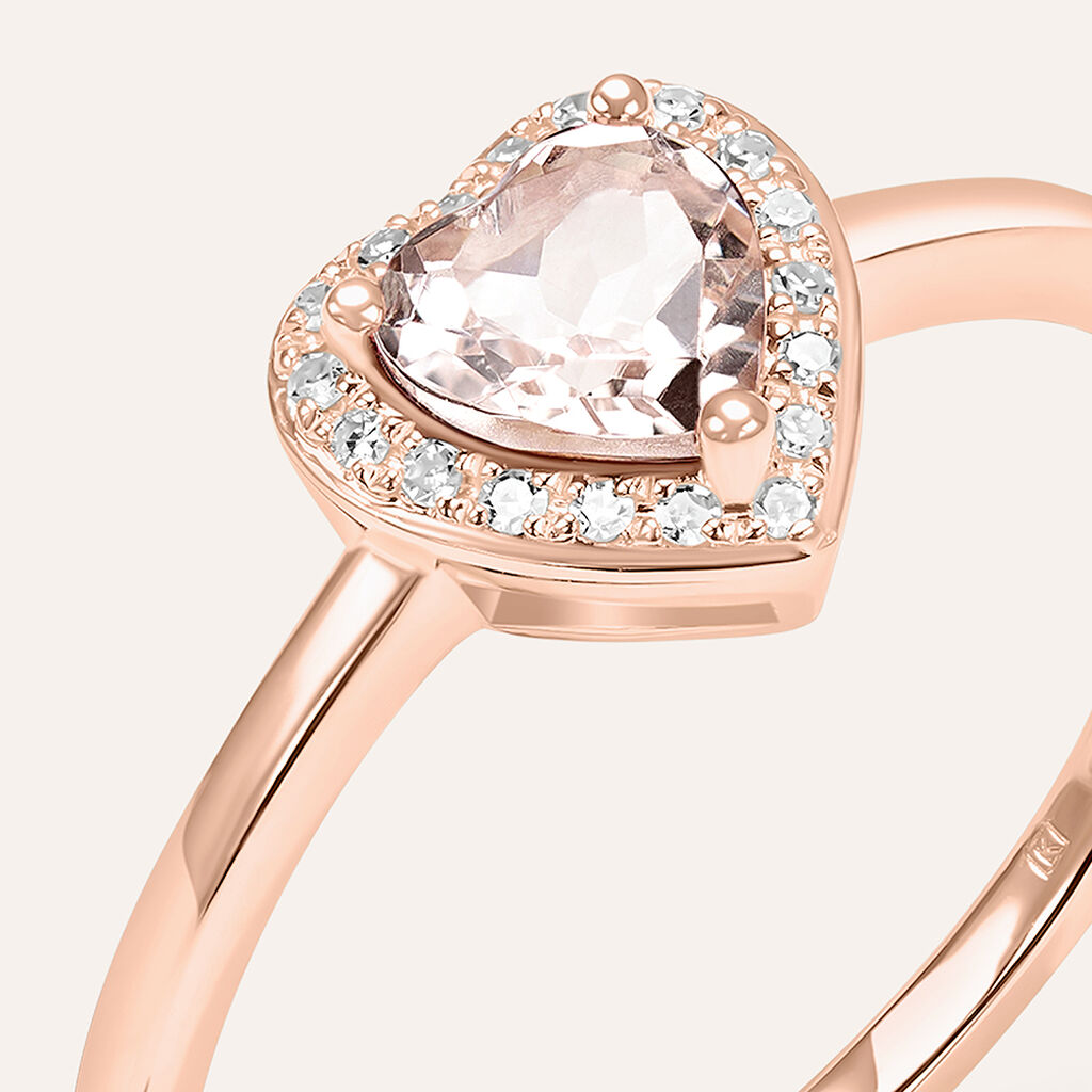 Anello Solitario Jasmine Oro Rosa Morganite Diamante - Anelli con Pietre Donna | Stroili