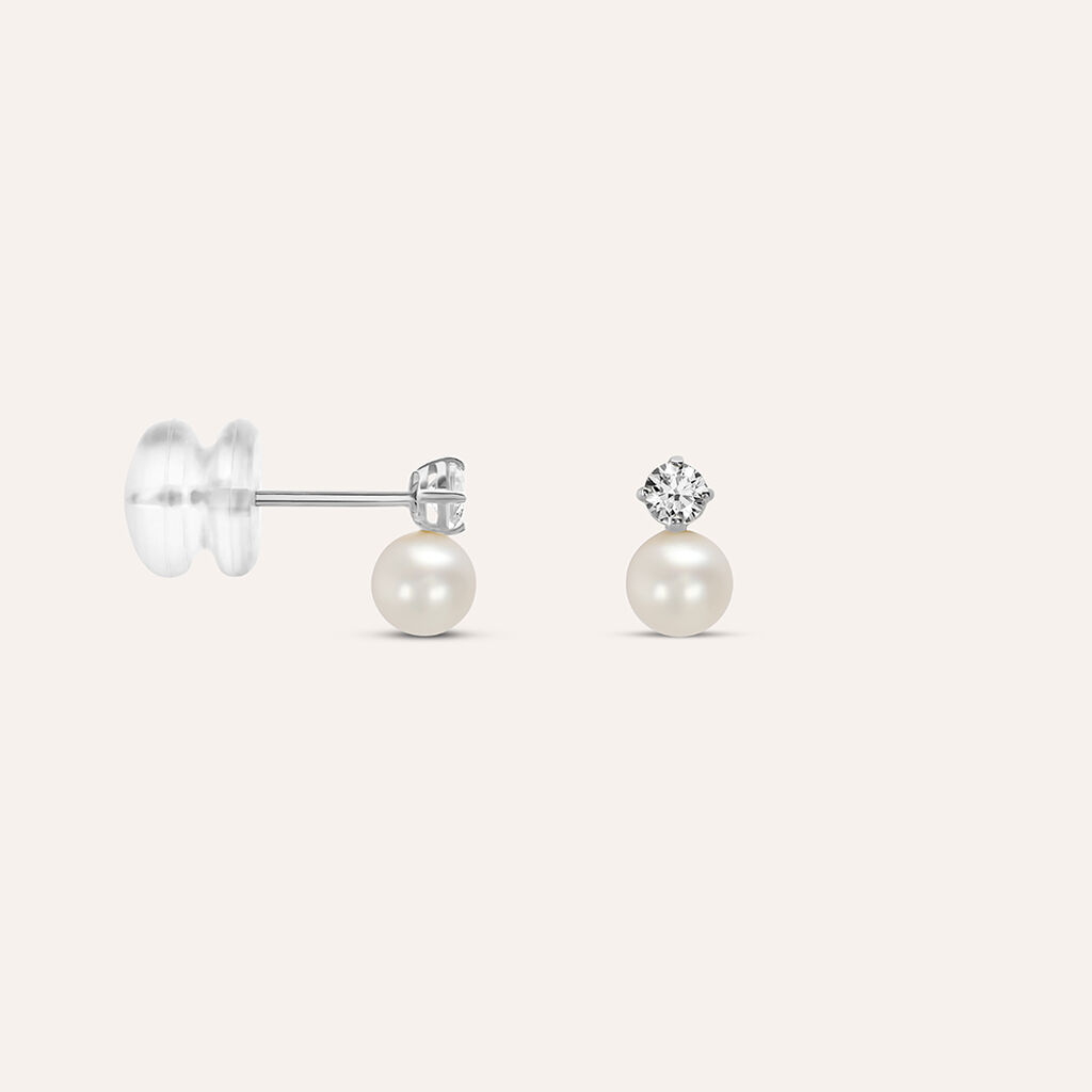 Orecchini Lobo Bon Ton Oro Bianco Perla D'Acqua Dolce Cubic Zirconia - Orecchini a Lobo Donna | Stroili