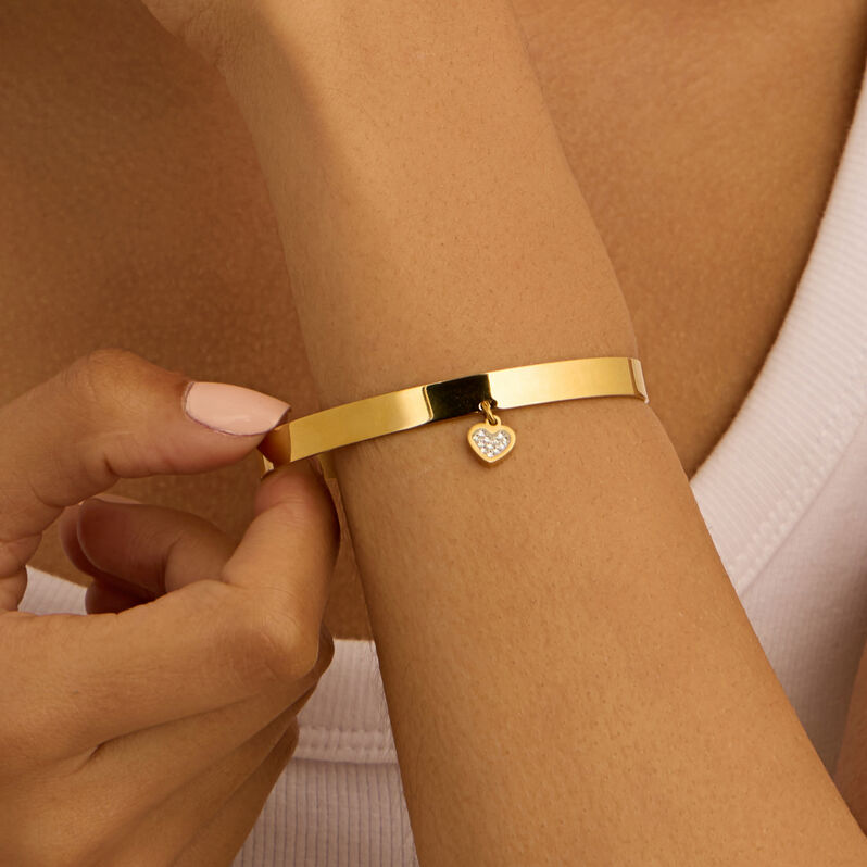 Bangle Lady Message Acciaio Dorato Cristallo - Bracciali Rigidi Donna | Stroili