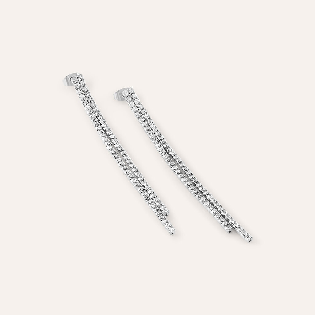 Orecchini Pendenti Tennis Romantic Shine Metallo Cristallo