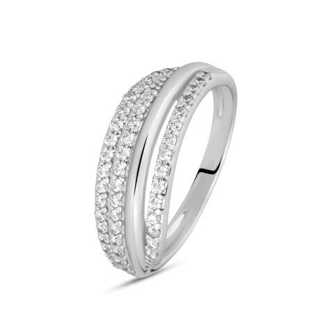 Anello Fascia Claire Oro Bianco Cubic Zirconia - Anelli a Fascia Larga Donna | Stroili
