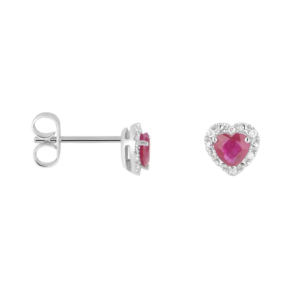 Orecchini Lobo Charlotte Oro Bianco Rubino Diamante - Orecchini a Lobo Donna | Stroili
