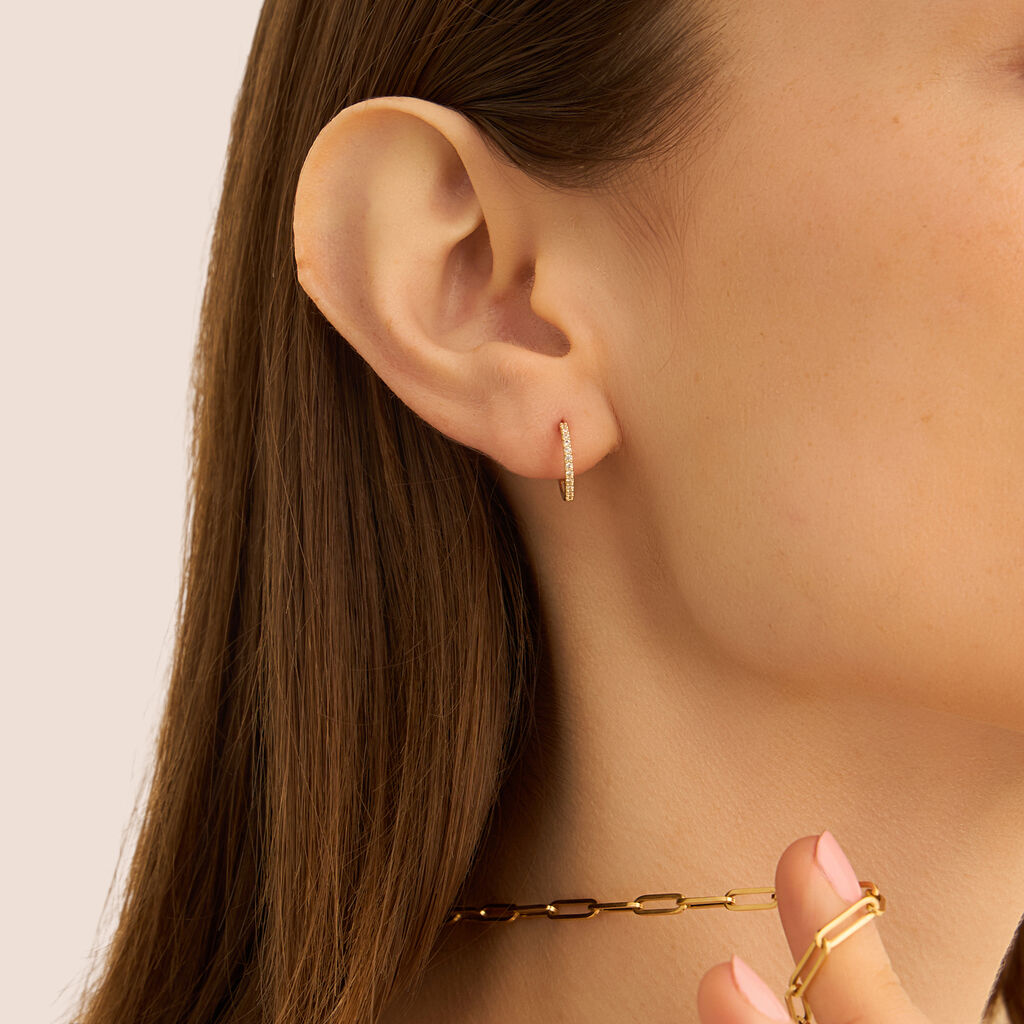 Orecchini A Cerchio Toujours Oro Giallo Cubic Zirconia