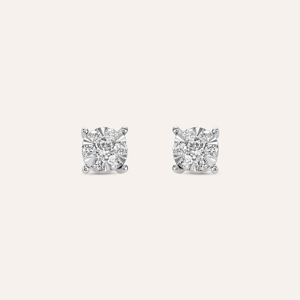 Orecchini Lobo Punto Luce Petali Oro Bianco Diamante - Orecchini a Lobo Donna | Stroili