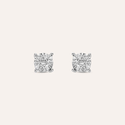Orecchini Lobo Punto Luce Petali Oro Bianco Diamante - Orecchini a Lobo Donna | Stroili