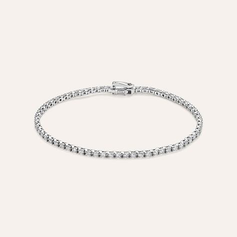 Mondepetit Bracciale Per Ragazza In Oro Bianco 9K Con Zirconi - Lunghezza 17 Cm, Elegante, In Scatola Regalo Con Certificato