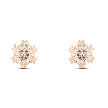 Orecchini a lobo Lady Sweet Acciaio Rosato Fiocco di neve e Cristalli