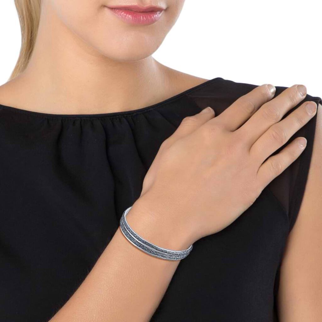 Bracciale bangle in ottone rodiato e glitter antracite - Bracciali Donna | Stroili