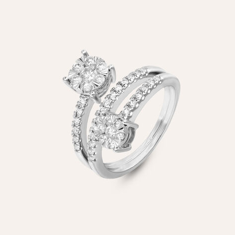 Anello Contrarie Petali Oro Bianco Diamante - Anelli con Pietre Donna | Stroili