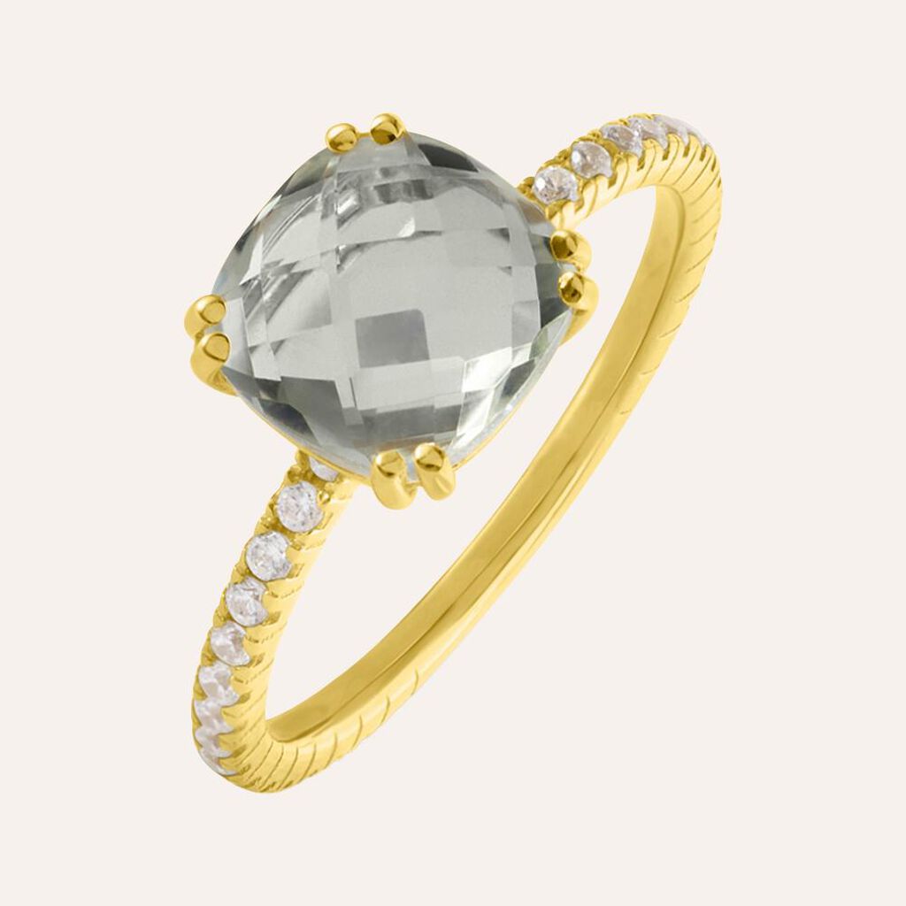 Anello Solitario Amélie Oro Giallo Ametista Cubic Zirconia