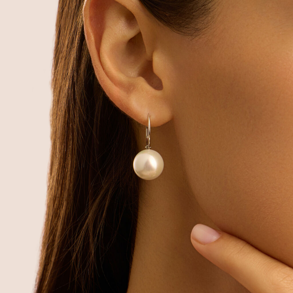 Orecchini Pendenti Silver Pearls Argento Rodiato Perla sintentica