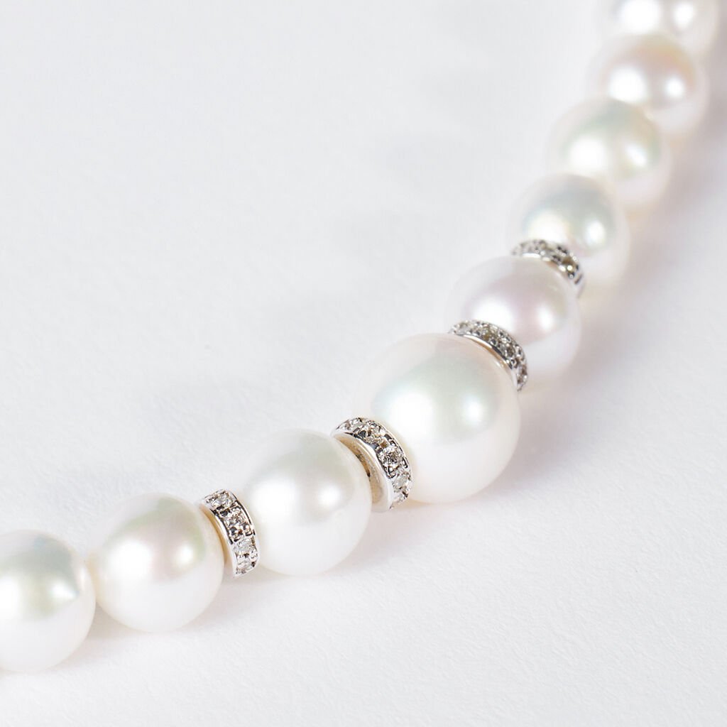 Bracciale Gold Pearls Oro Bianco Perla D'Acqua Dolce Diamante - Gioielli Donna | Stroili