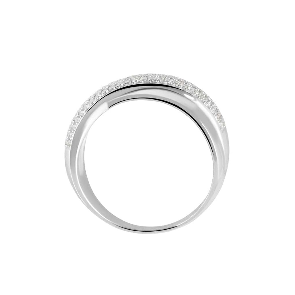 Anello Fascia Claire Oro Bianco Cubic Zirconia - Anelli a Fascia Larga Donna | Stroili
