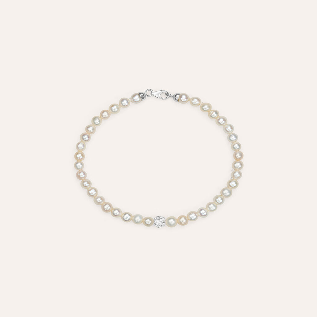 Bracciale Gabrielle Oro Bianco Perla D'Acqua Dolce Cristallo - Bracciali Donna | Stroili