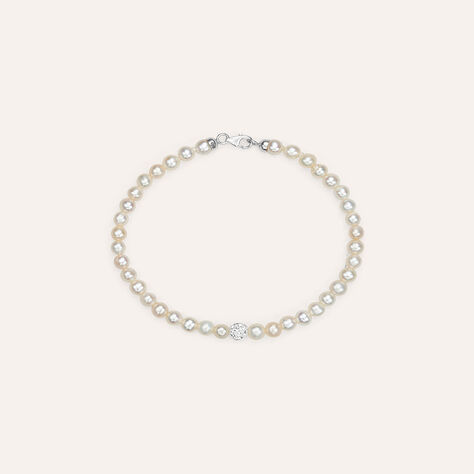 Bracciale Gabrielle Oro Bianco Perla D'Acqua Dolce Cristallo - Bracciali Donna | Stroili
