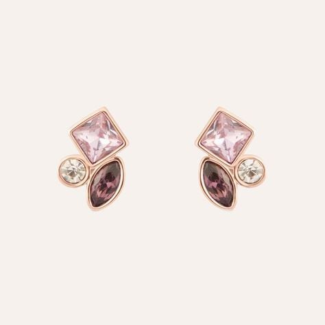 Orecchini Lobo Violet Ottone Rosa Cristallo - Orecchini a Lobo Donna | Stroili