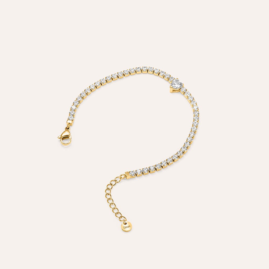 Bracciale Aura Acciaio Dorato Cristallo