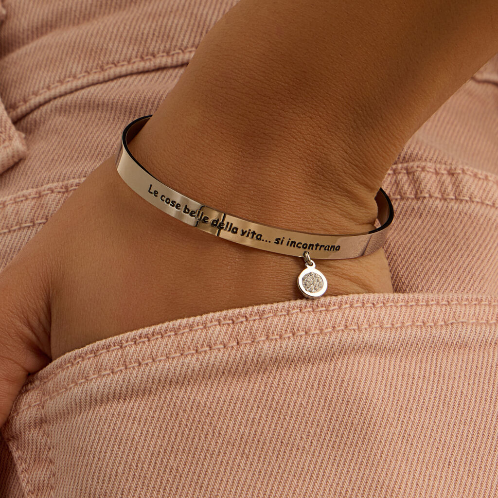 Bangle Lady Message Acciaio Cristallo - Bracciali Rigidi Donna | Stroili