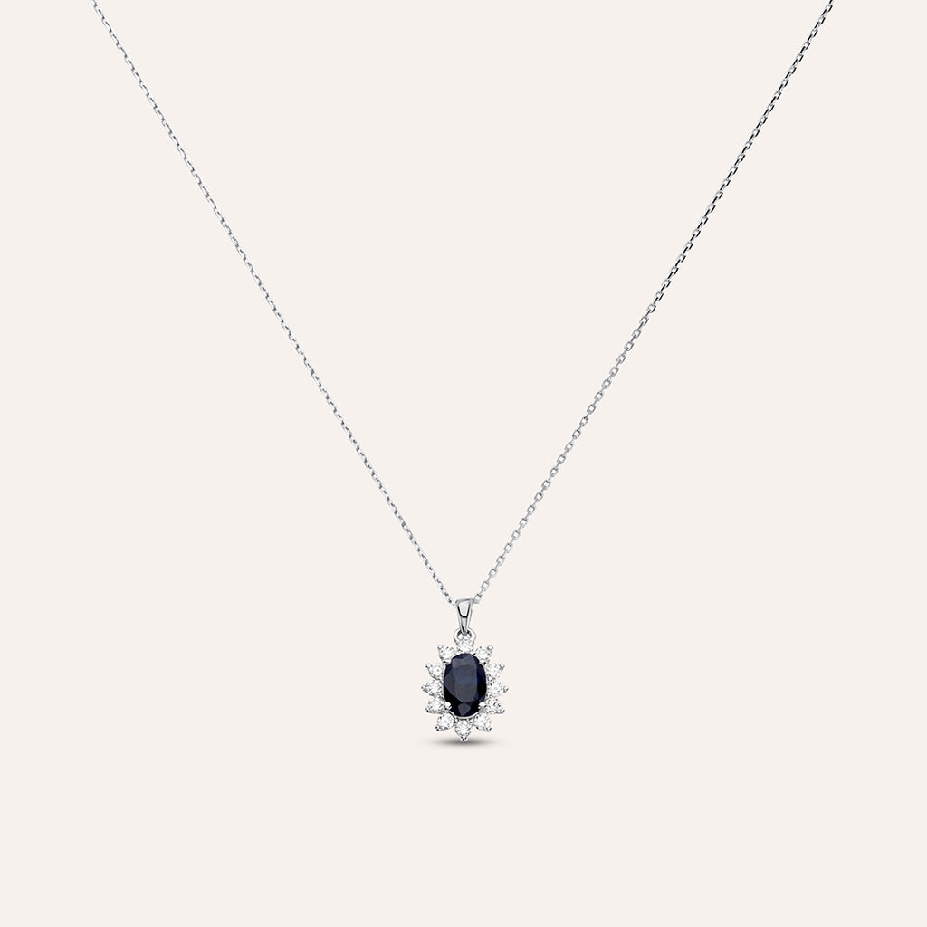 Collana Charlotte Oro Bianco Zaffiro Diamante