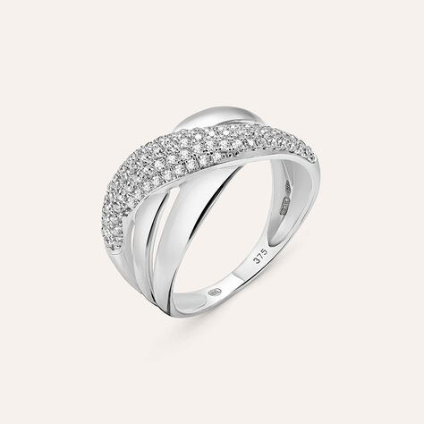 Anello Fascia Claire Oro Bianco Cubic Zirconia - Anelli a Fascia Larga Donna | Stroili
