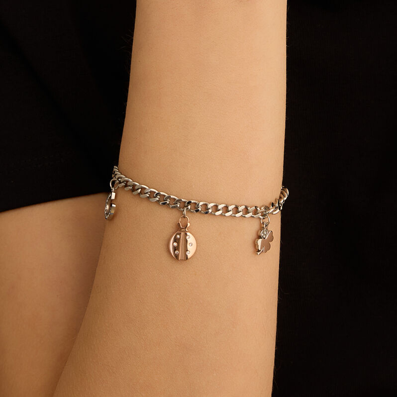 Bracciale Sunrise Acciaio Bicolore Bianco / Rosa Cristallo - Bracciali con Incisione Donna | Stroili