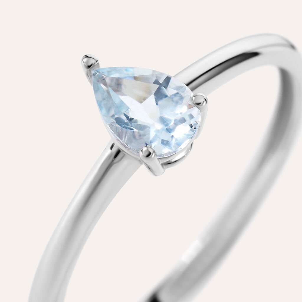 Anello Solitario Acquamarina Oro Bianco Acquamarina